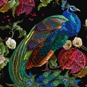 Peacock REVERSED Mint Decoupage PaperA1