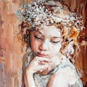 Pensive Girl Mint Decoupage PaperA1