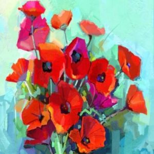 Poppies Mint Decoupage PaperA1